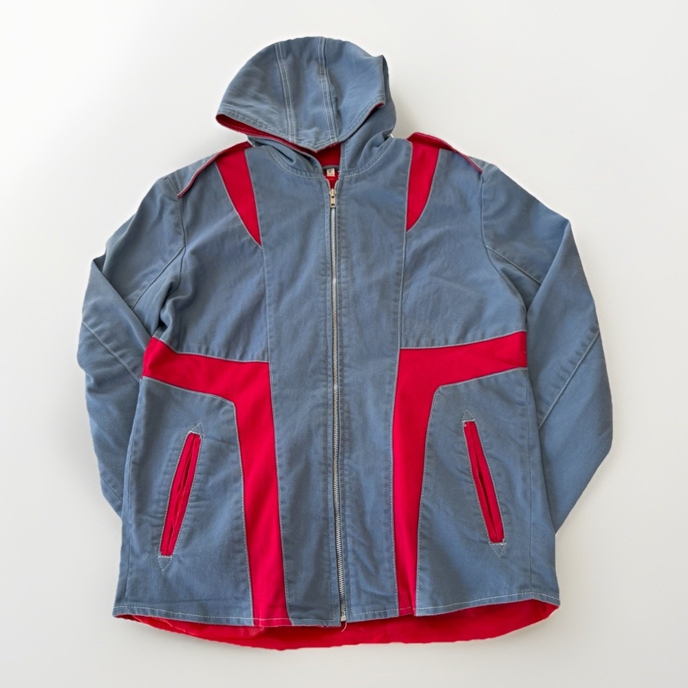 Handmade Unbranded Colorblock Denim Jacket Men's‎ M Zip Front Satin Lined